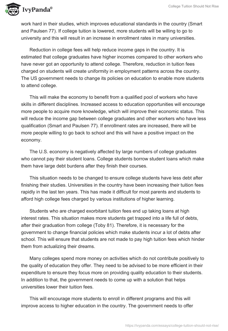 College Tuition Should Not Rise. Page 2