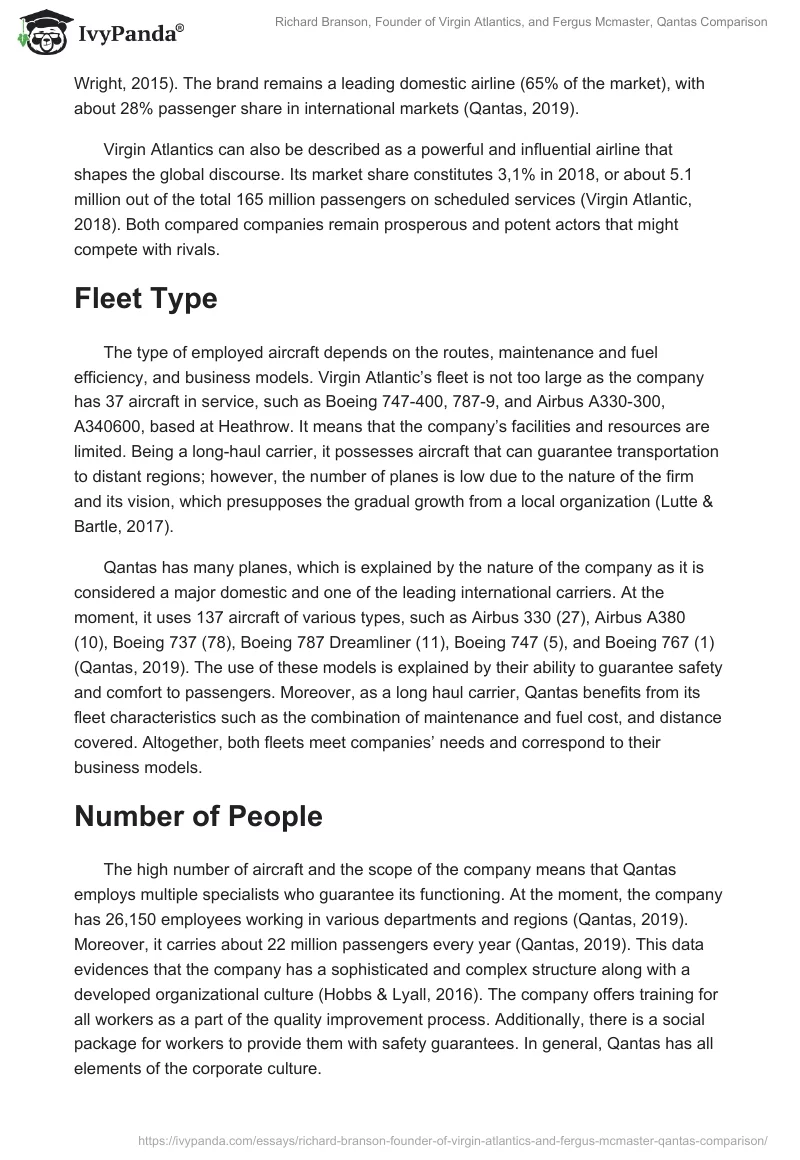 Richard Branson, Founder of Virgin Atlantics, and Fergus Mcmaster, Qantas Comparison. Page 2