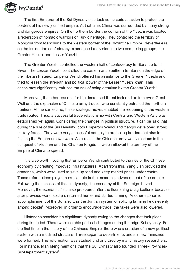 China History: The Sui Dynasty Unified China in the 6th Century. Page 2