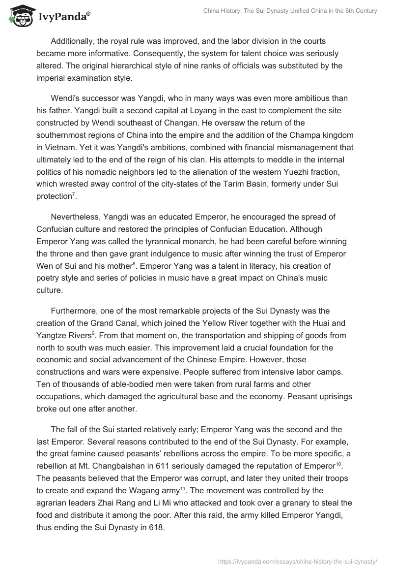 China History: The Sui Dynasty Unified China in the 6th Century. Page 3