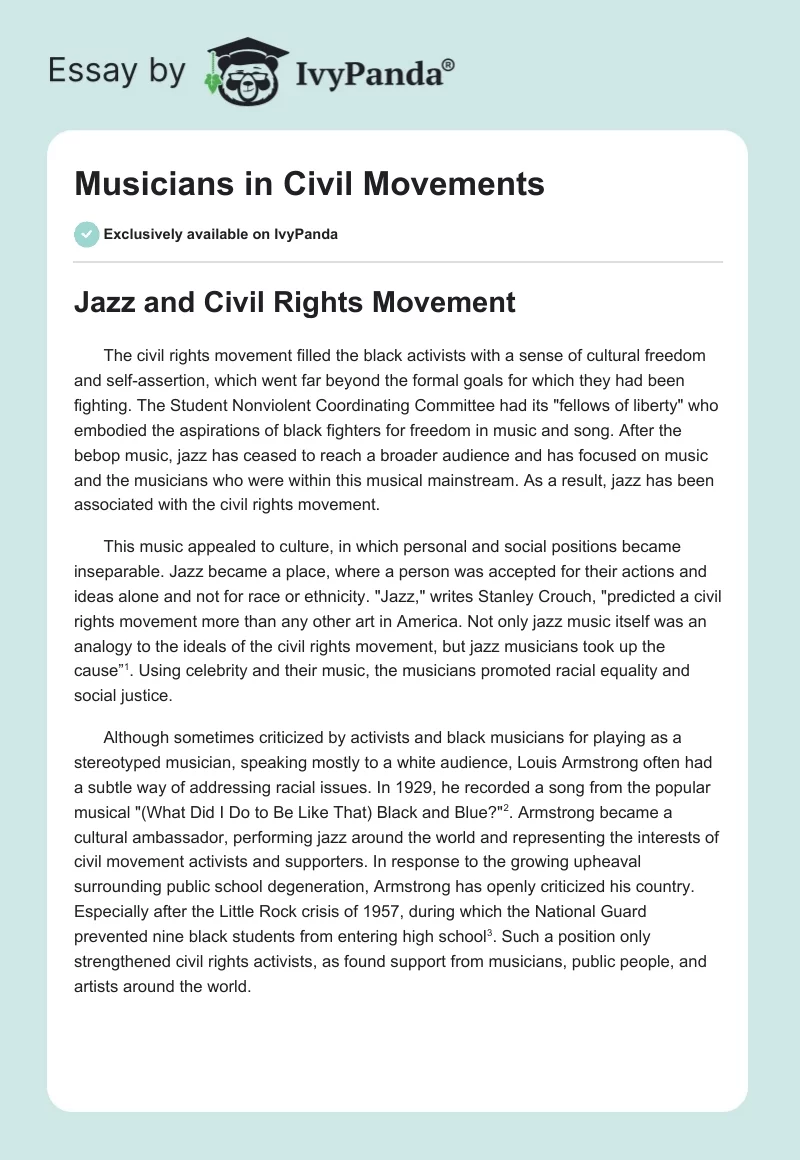Musicians in Civil Movements. Page 1
