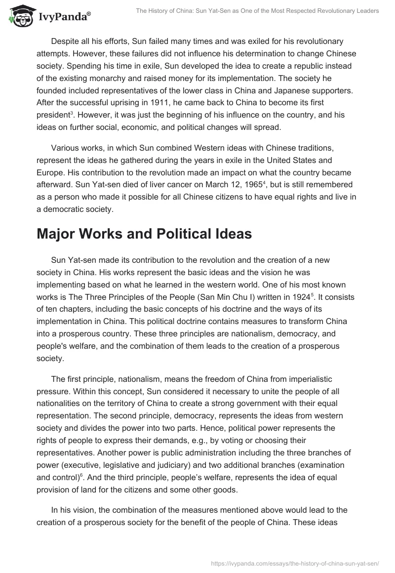 The History of China: Sun Yat-Sen as One of the Most Respected Revolutionary Leaders. Page 2