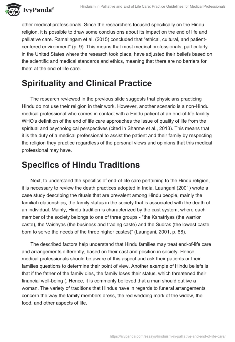Hinduism in Palliative and End of Life Care: Practice Guidelines for Medical Professionals. Page 2