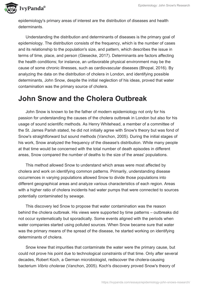 Epidemiology: John Snow's Research. Page 2