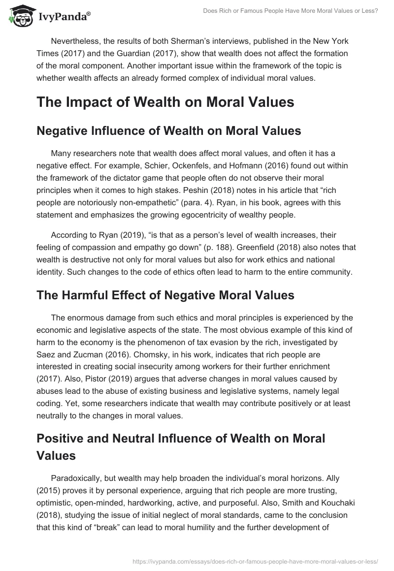 Does Rich or Famous People Have More Moral Values or Less?. Page 2