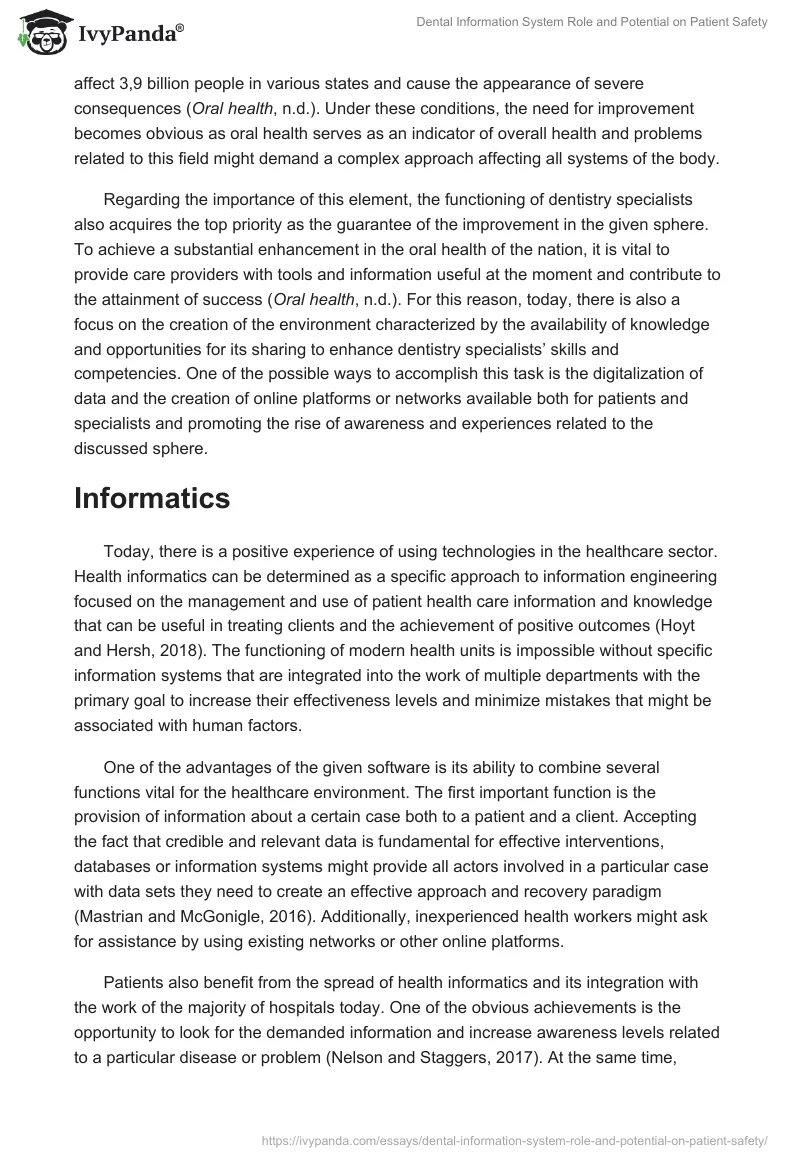 Dental Information System Role and Potential on Patient Safety. Page 2
