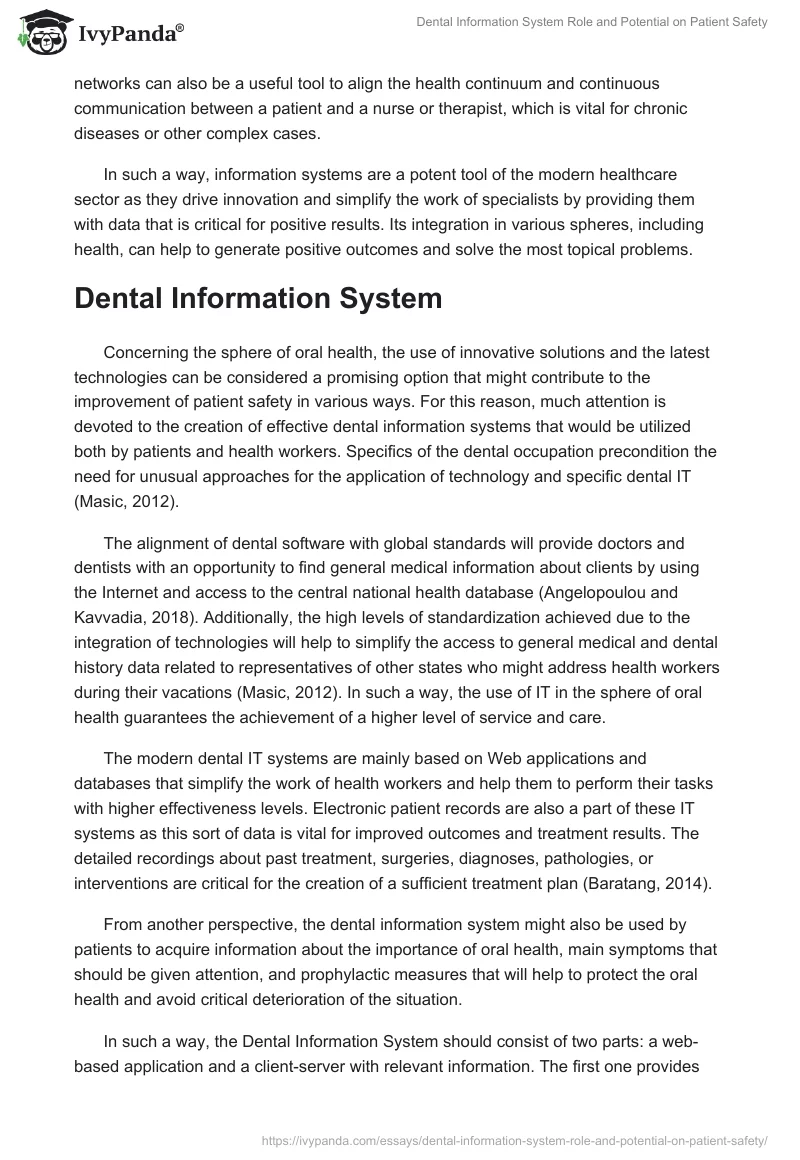 Dental Information System Role and Potential on Patient Safety. Page 3