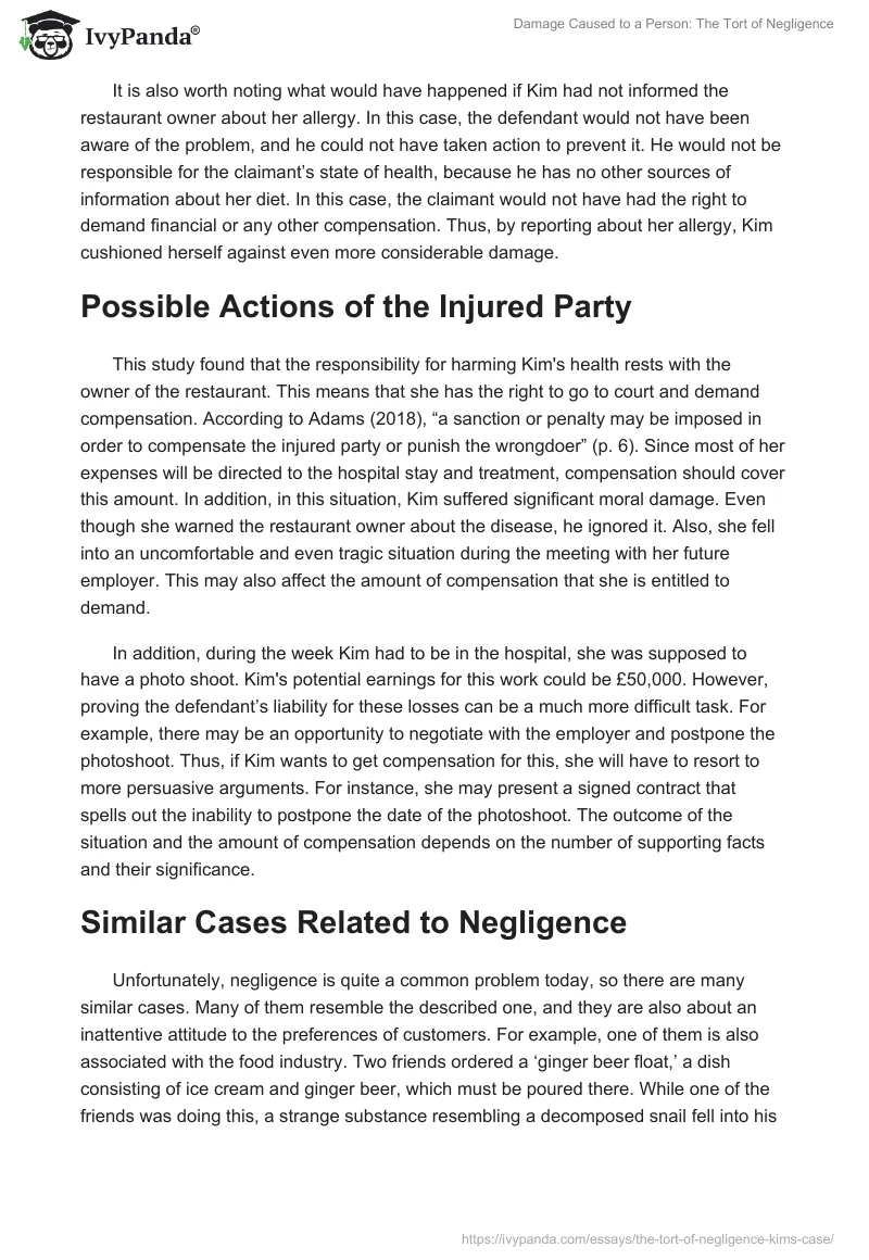 Damage Caused to a Person: The Tort of Negligence. Page 4