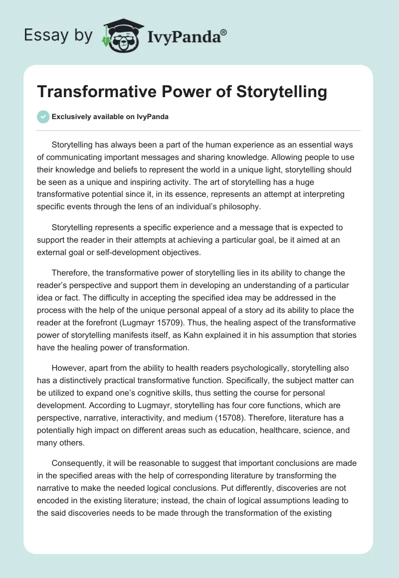 Transformative Power of Storytelling. Page 1