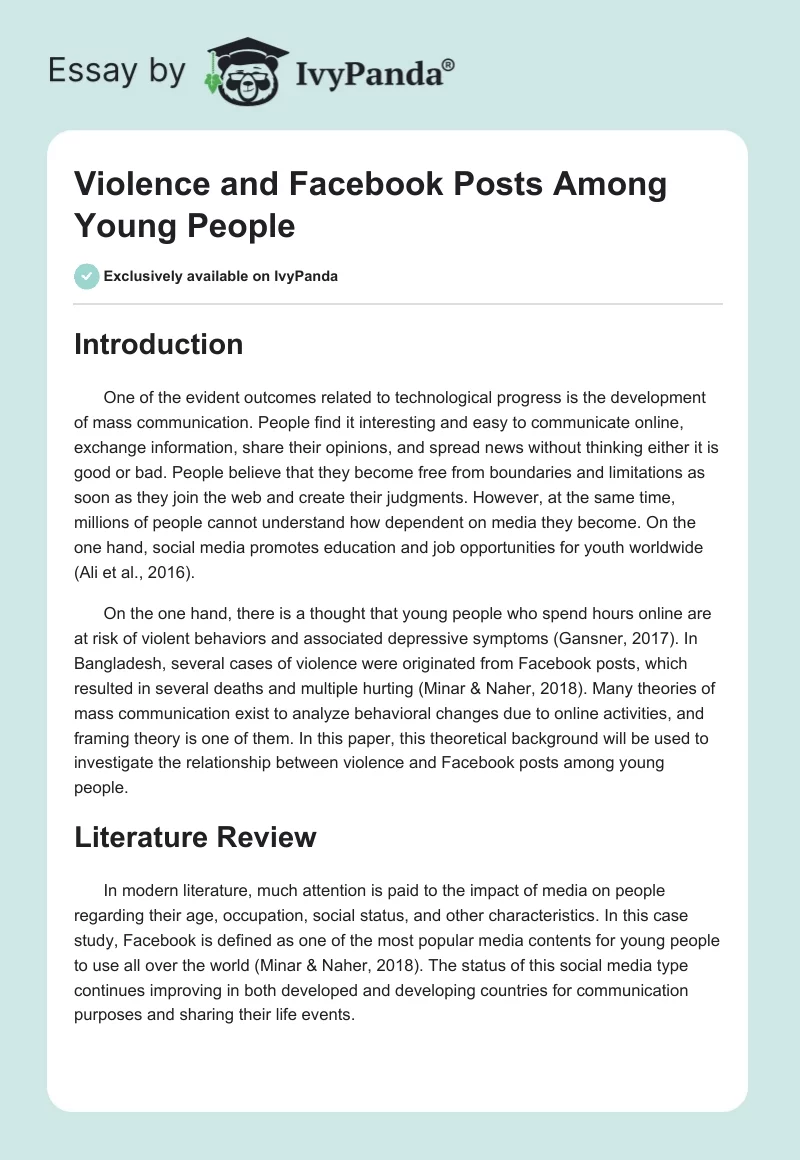Violence and Facebook Posts Among Young People. Page 1