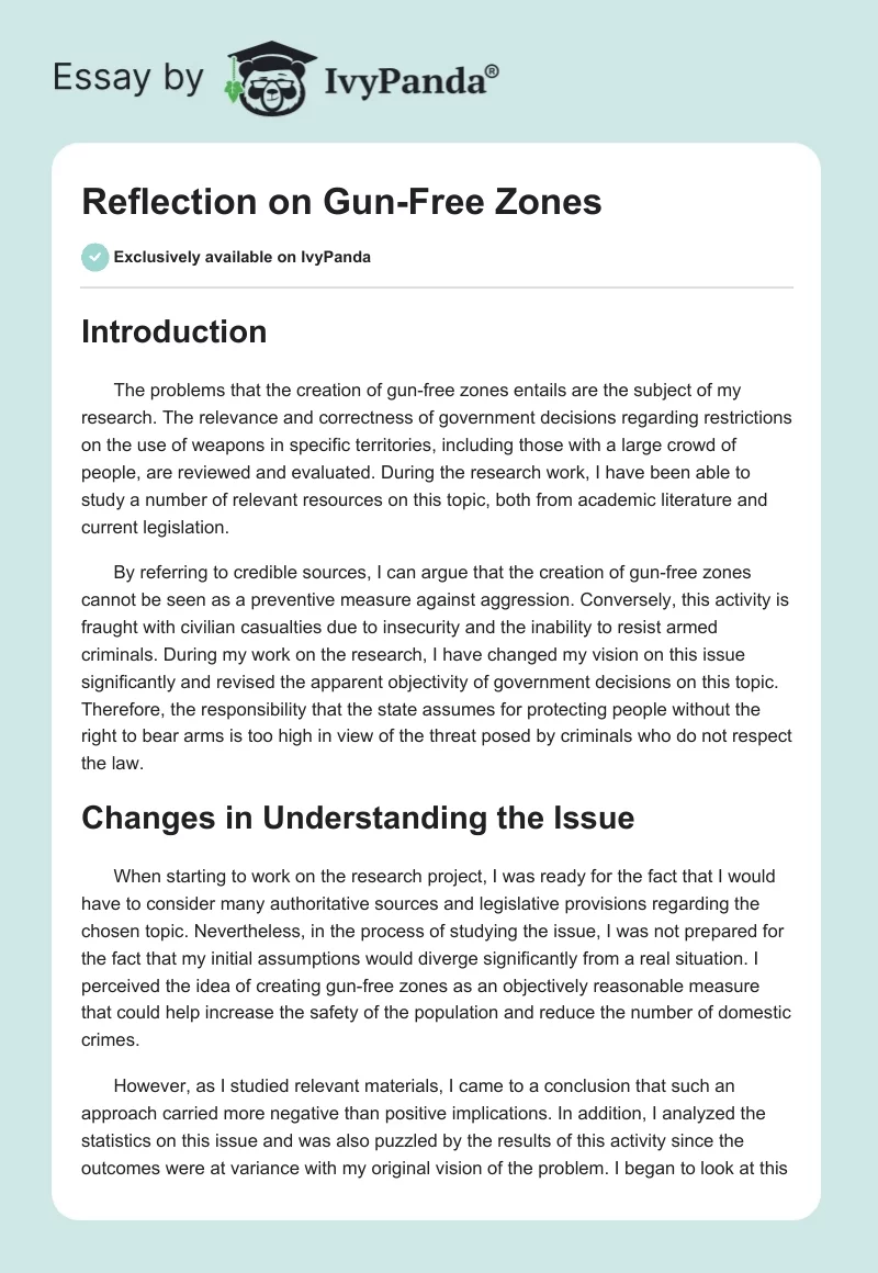 Reflection on Gun-Free Zones. Page 1