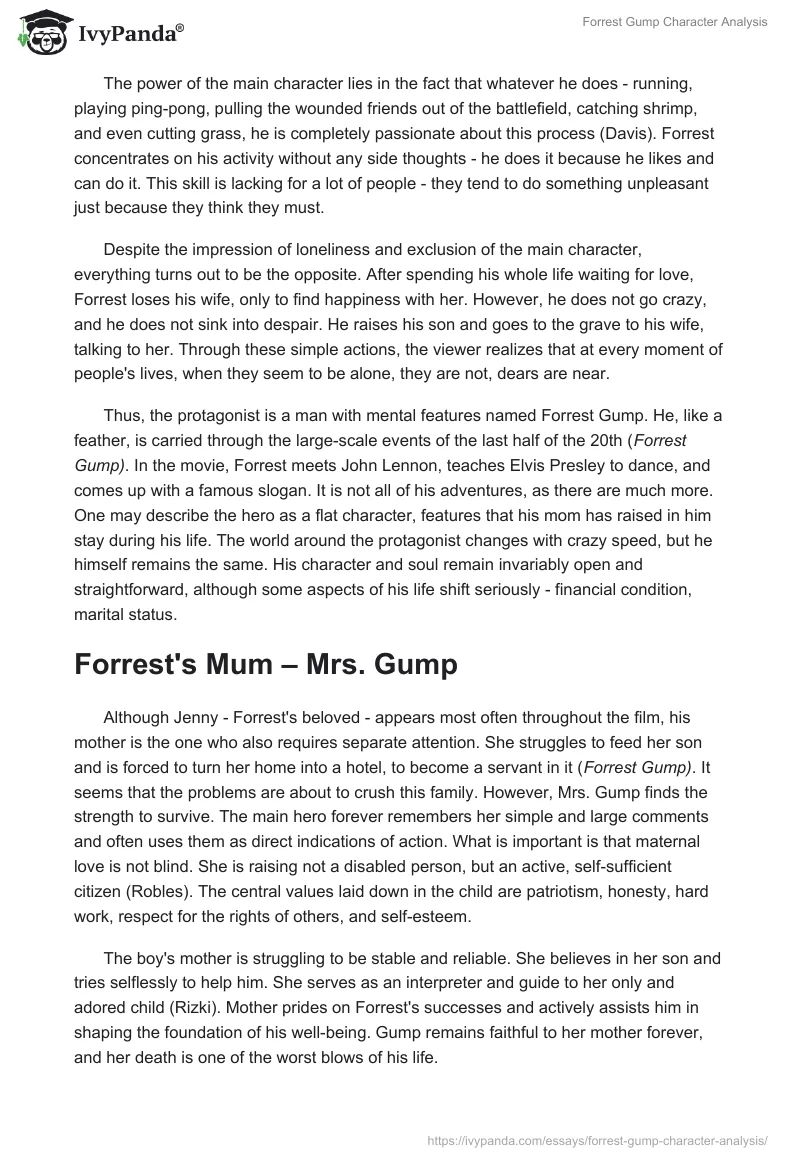 forrest gump character analysis essay