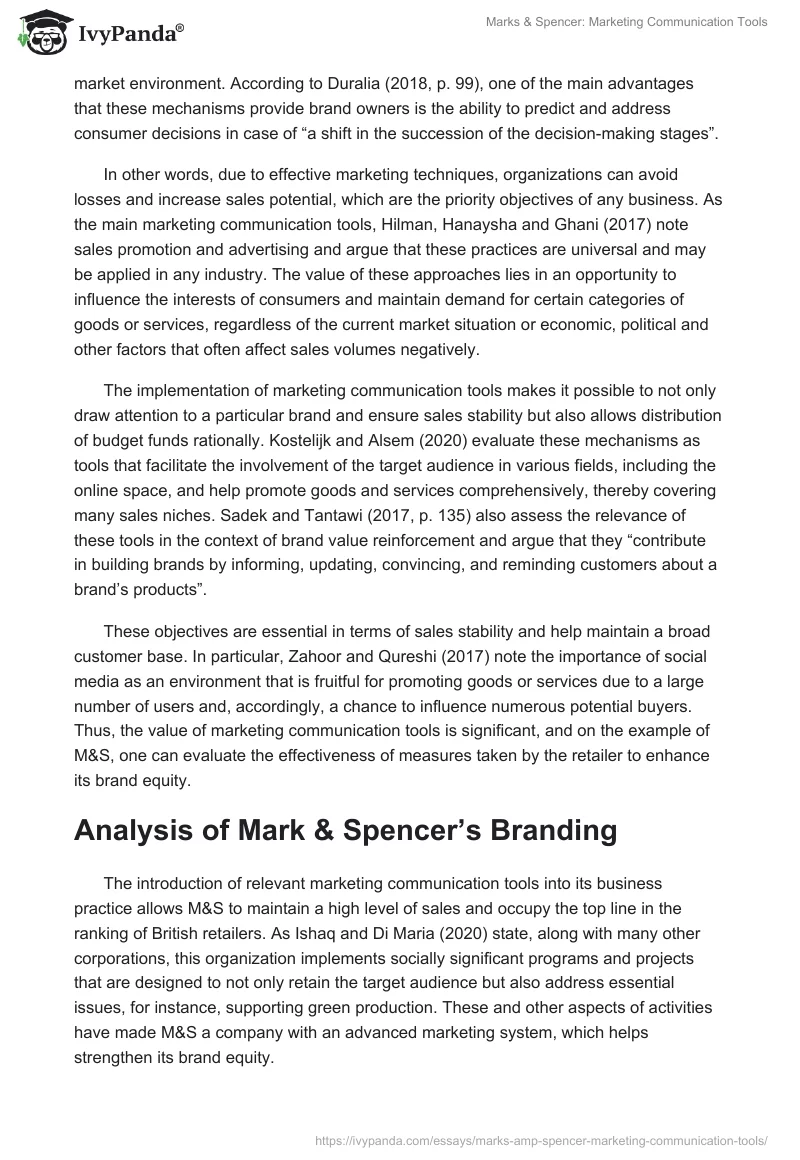Marks & Spencer: Marketing Communication Tools. Page 3