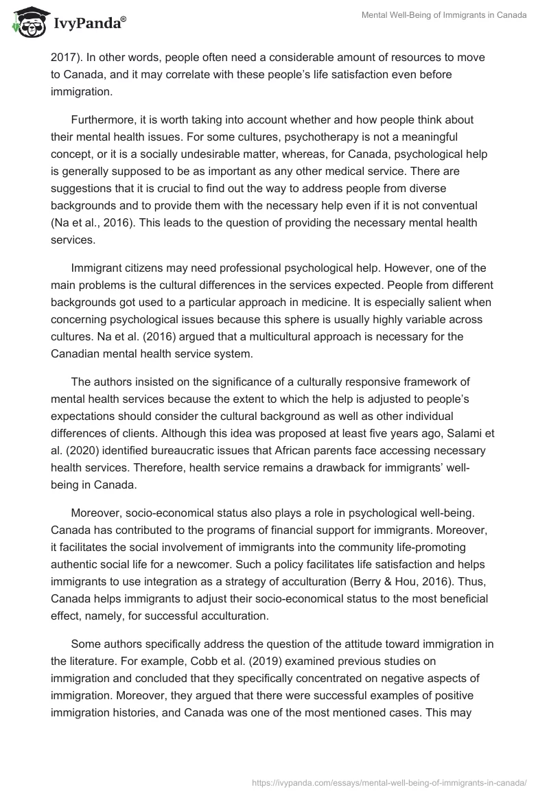 Mental Well-Being of Immigrants in Canada. Page 3