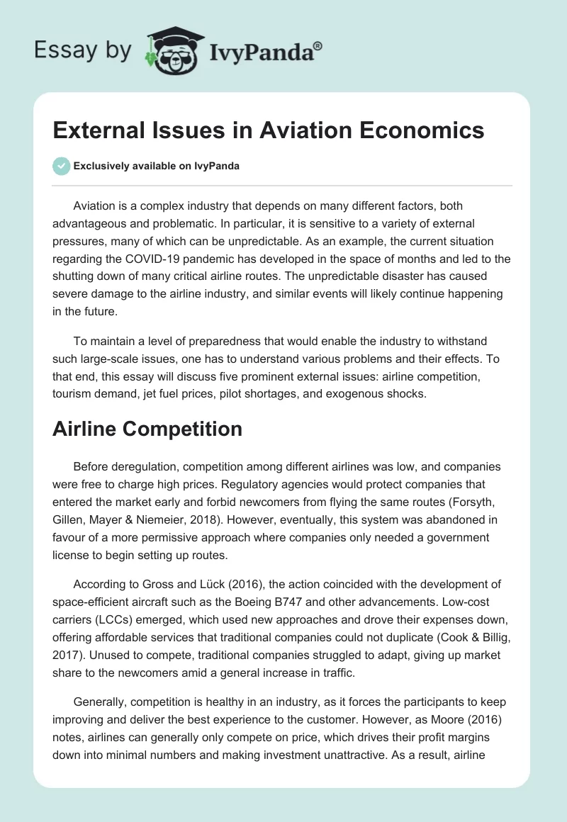 External Issues in Aviation Economics. Page 1