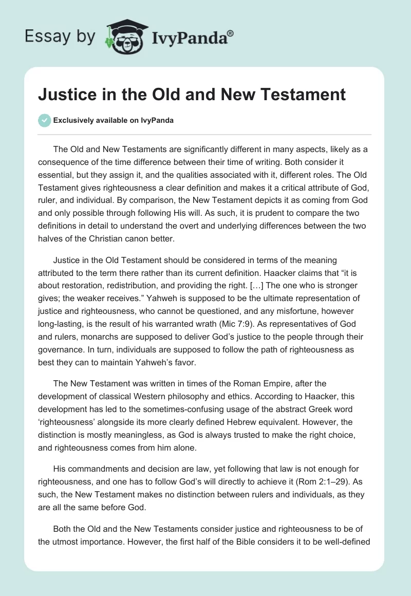 Justice in the Old and New Testament. Page 1
