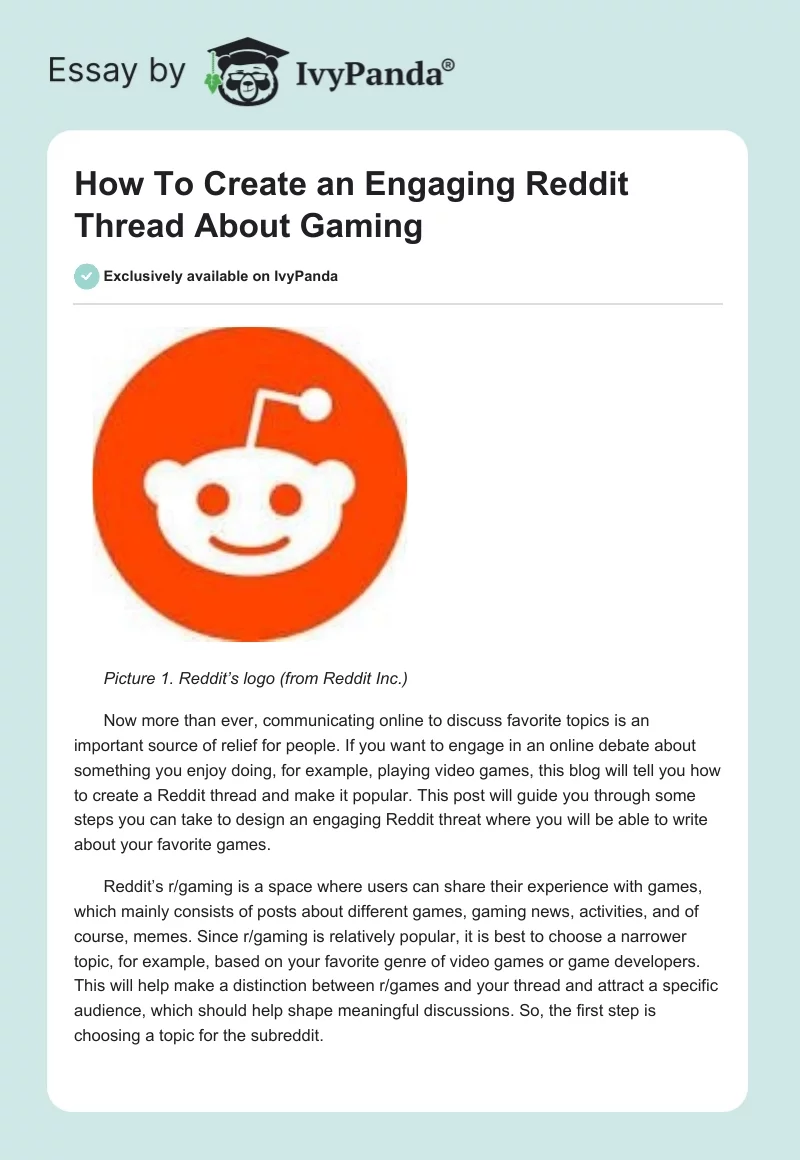 How To Create an Engaging Reddit Thread About Gaming. Page 1
