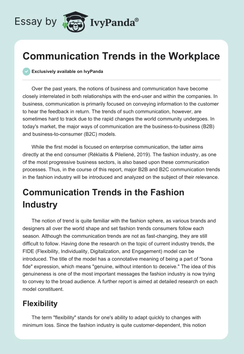 Communication Trends in the Workplace. Page 1