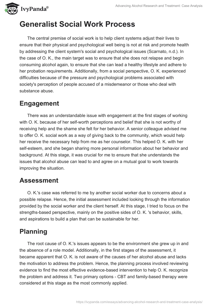 Advancing Alcohol Research and Treatment: Case Analysis. Page 2