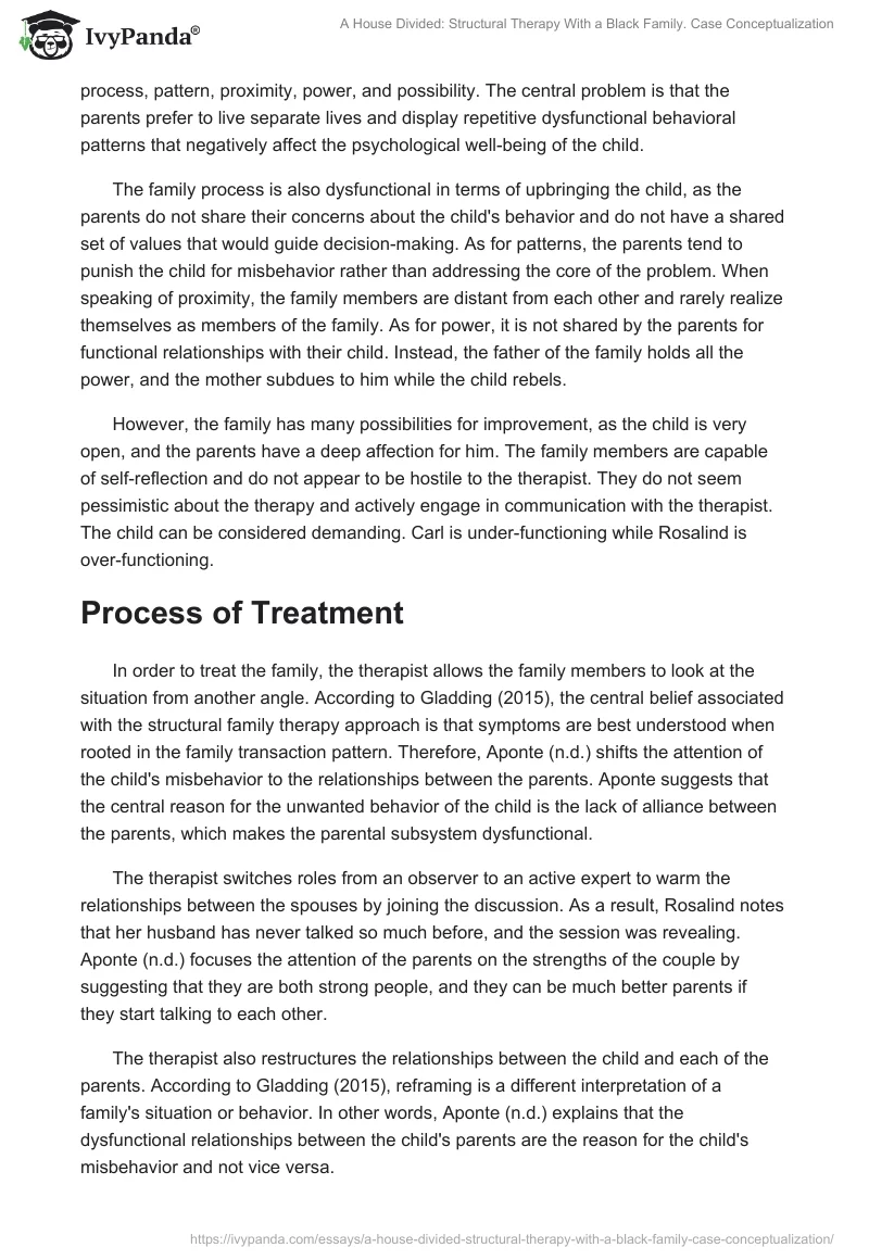 A House Divided: Structural Therapy With a Black Family. Case Conceptualization. Page 2