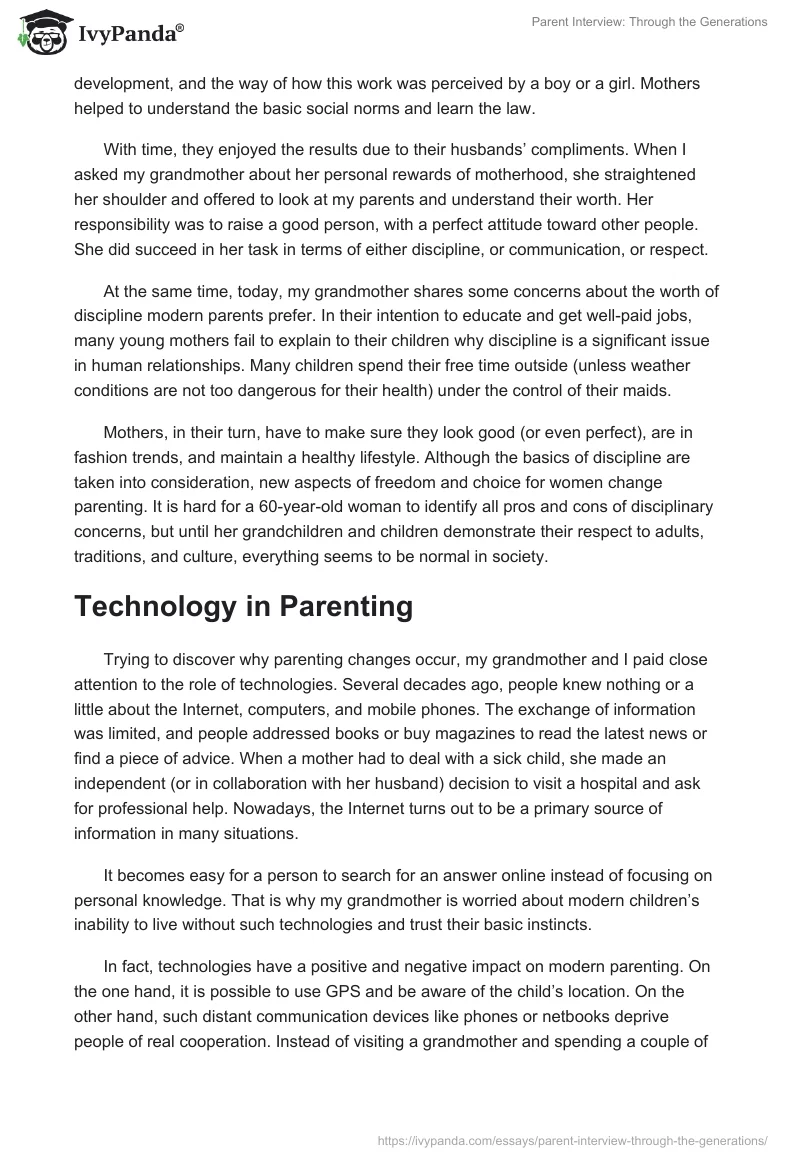 Parent Interview: Through the Generations. Page 3
