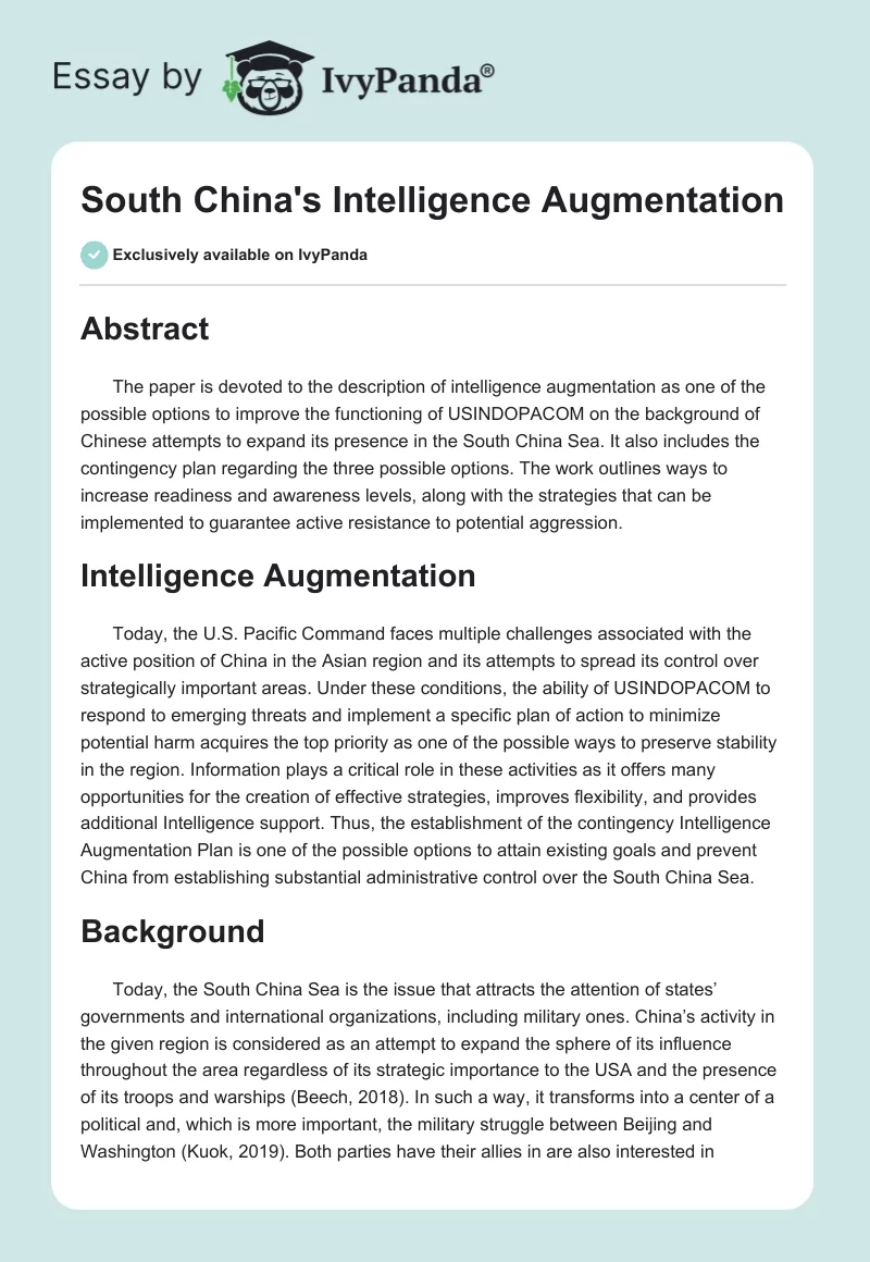 South China's Intelligence Augmentation. Page 1