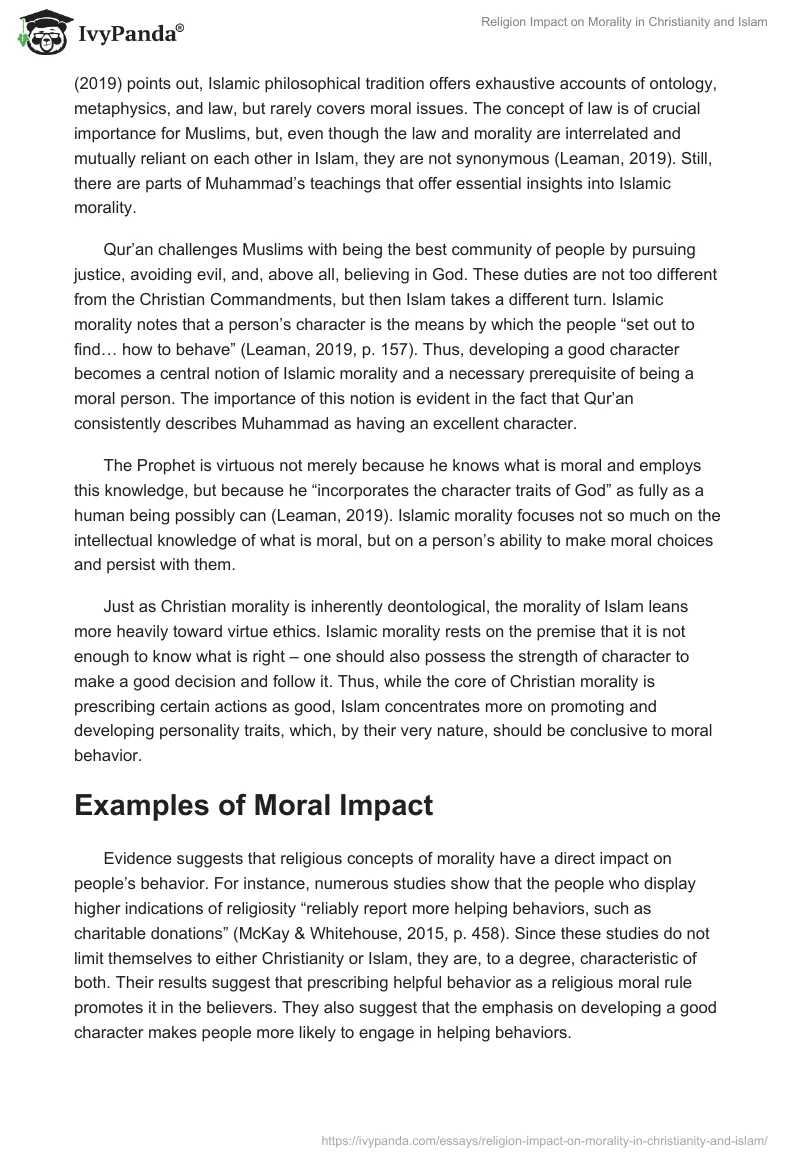 Religion Impact on Morality in Christianity and Islam. Page 3