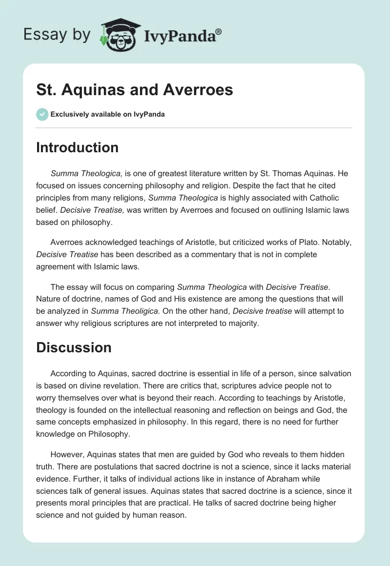 St. Aquinas and Averroes. Page 1