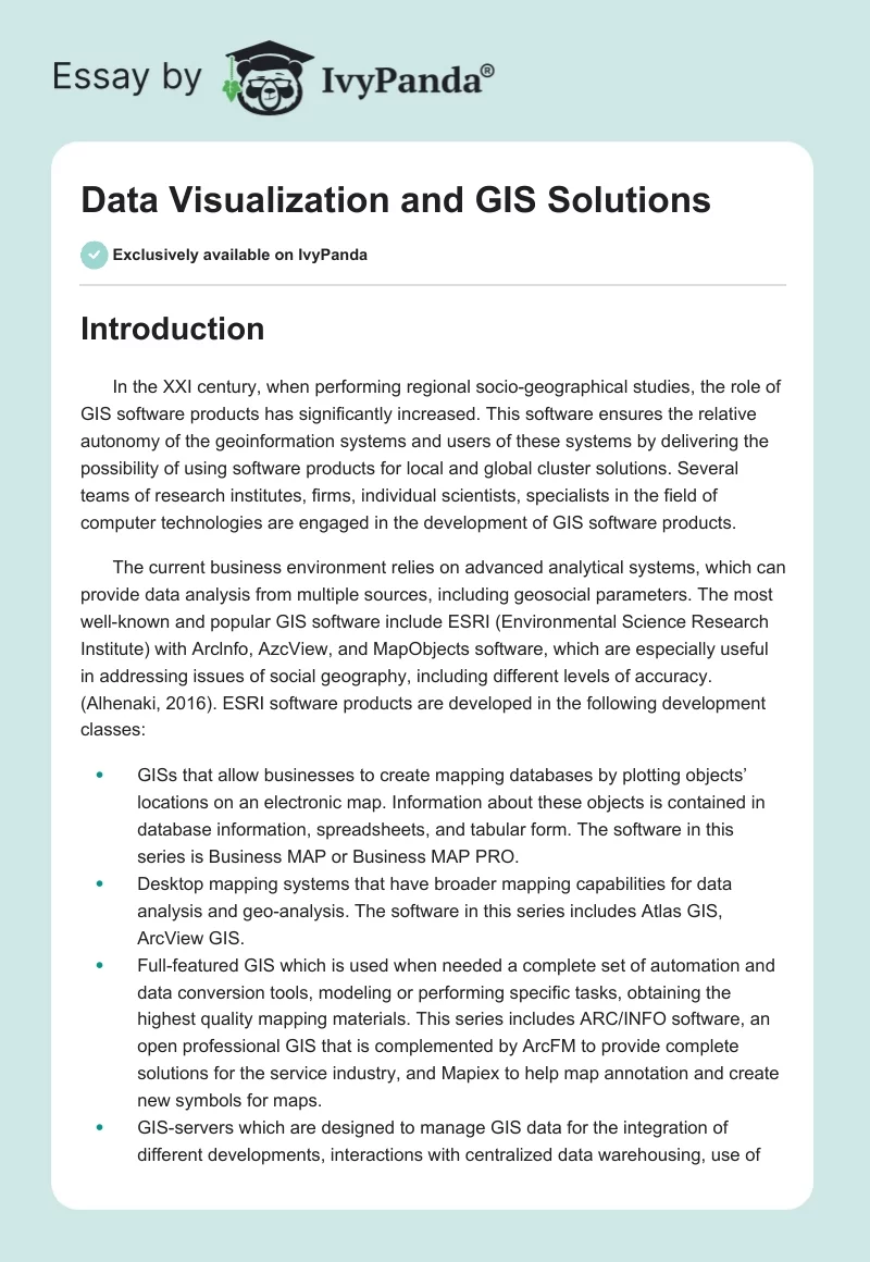 Data Visualization and GIS Solutions. Page 1