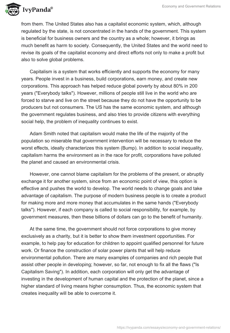 Capitalism and Government: Balancing Profit and Society. Page 2