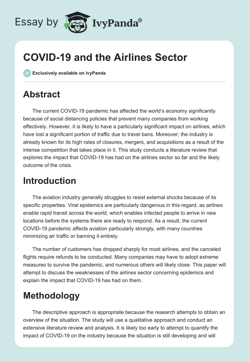 COVID-19 and the Airlines Sector. Page 1
