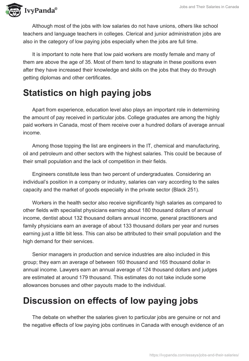 Jobs and Their Salaries in Canada. Page 2