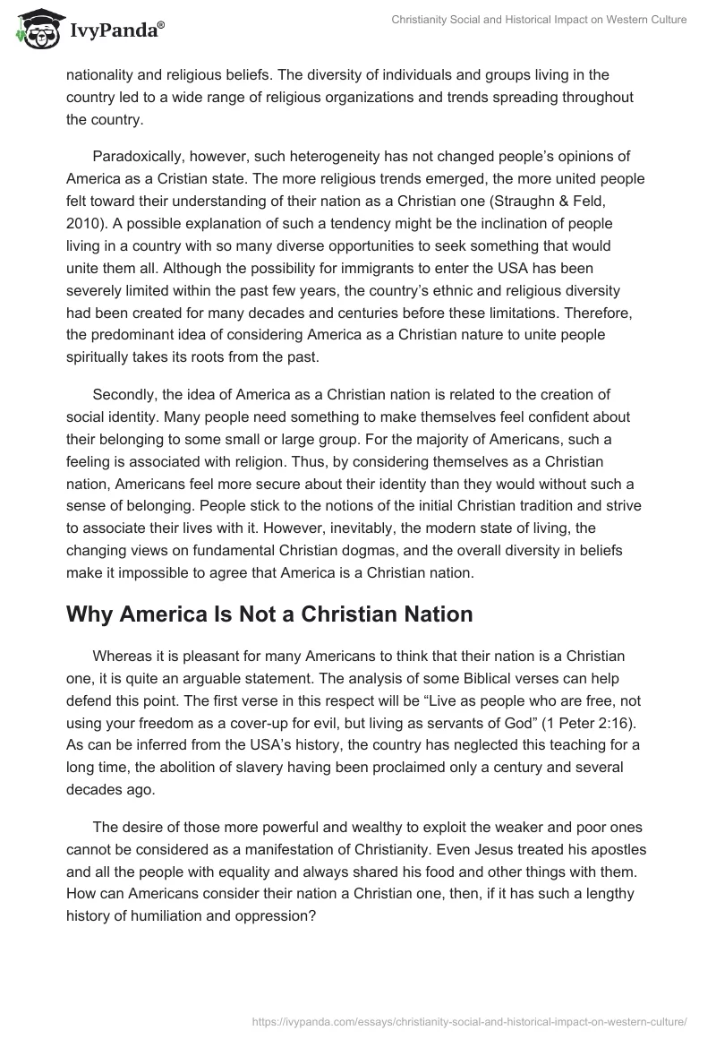 Christianity Social and Historical Impact on Western Culture. Page 5