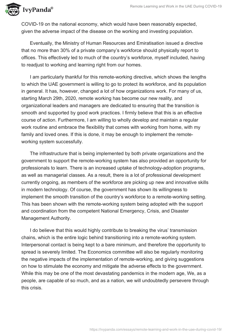 Remote Learning and Work in the UAE During COVID-19. Page 2