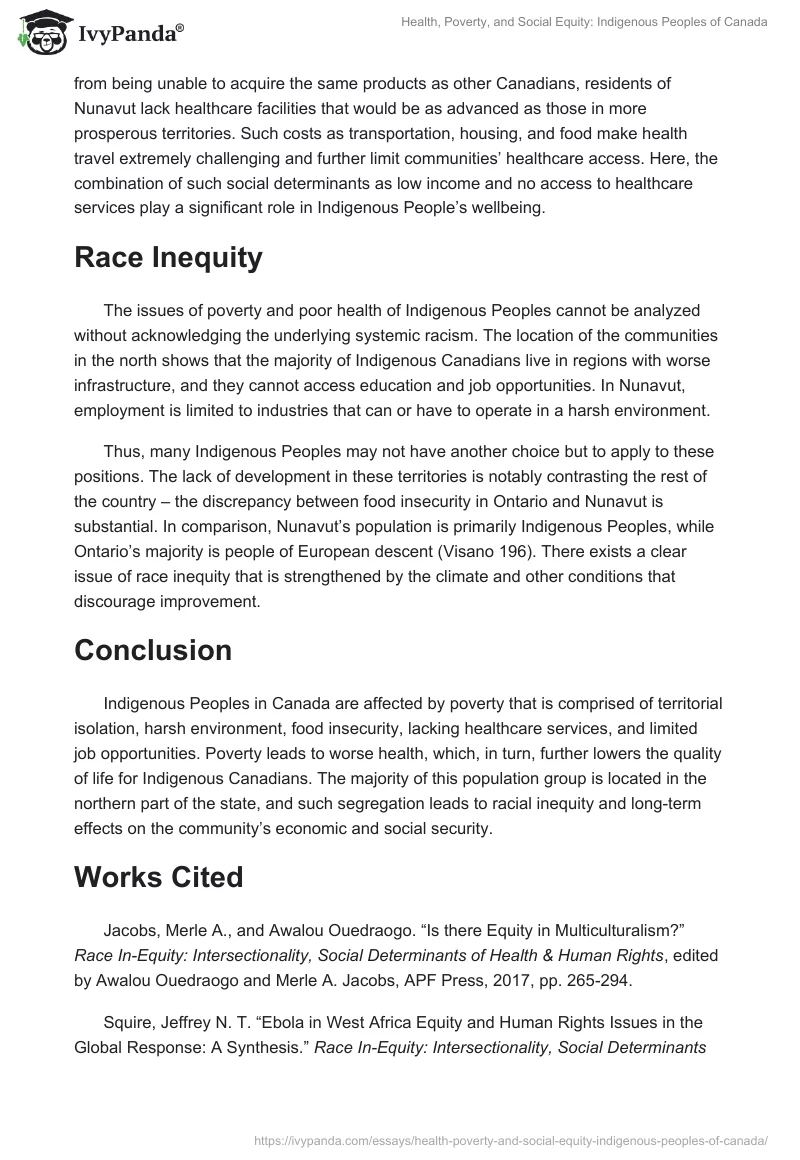 Health, Poverty, and Social Equity: Indigenous Peoples of Canada. Page 2