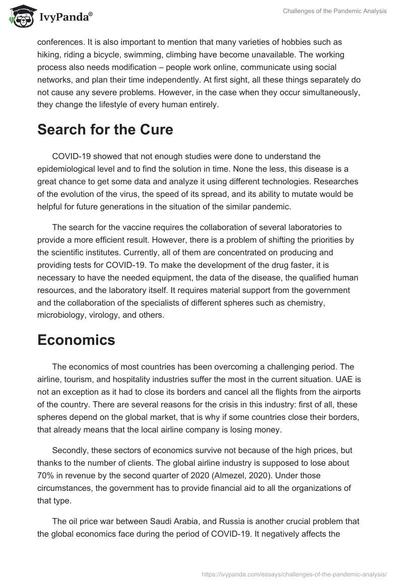 Challenges of the Pandemic Analysis. Page 2