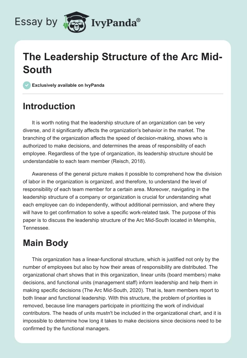 The Leadership Structure of the Arc Mid-South. Page 1