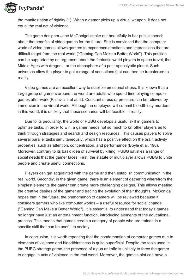 PUBG: Positive Aspect of Negative Video Games. Page 2