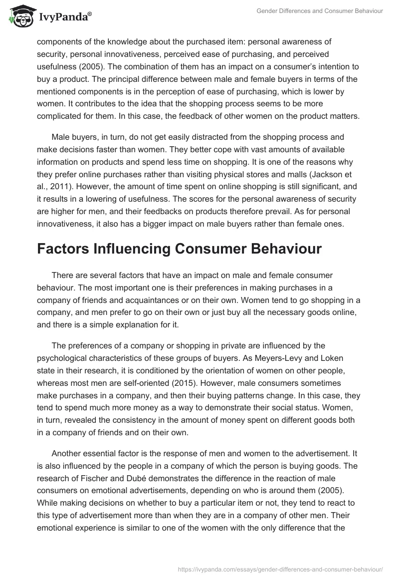 Gender Differences and Consumer Behaviour. Page 2