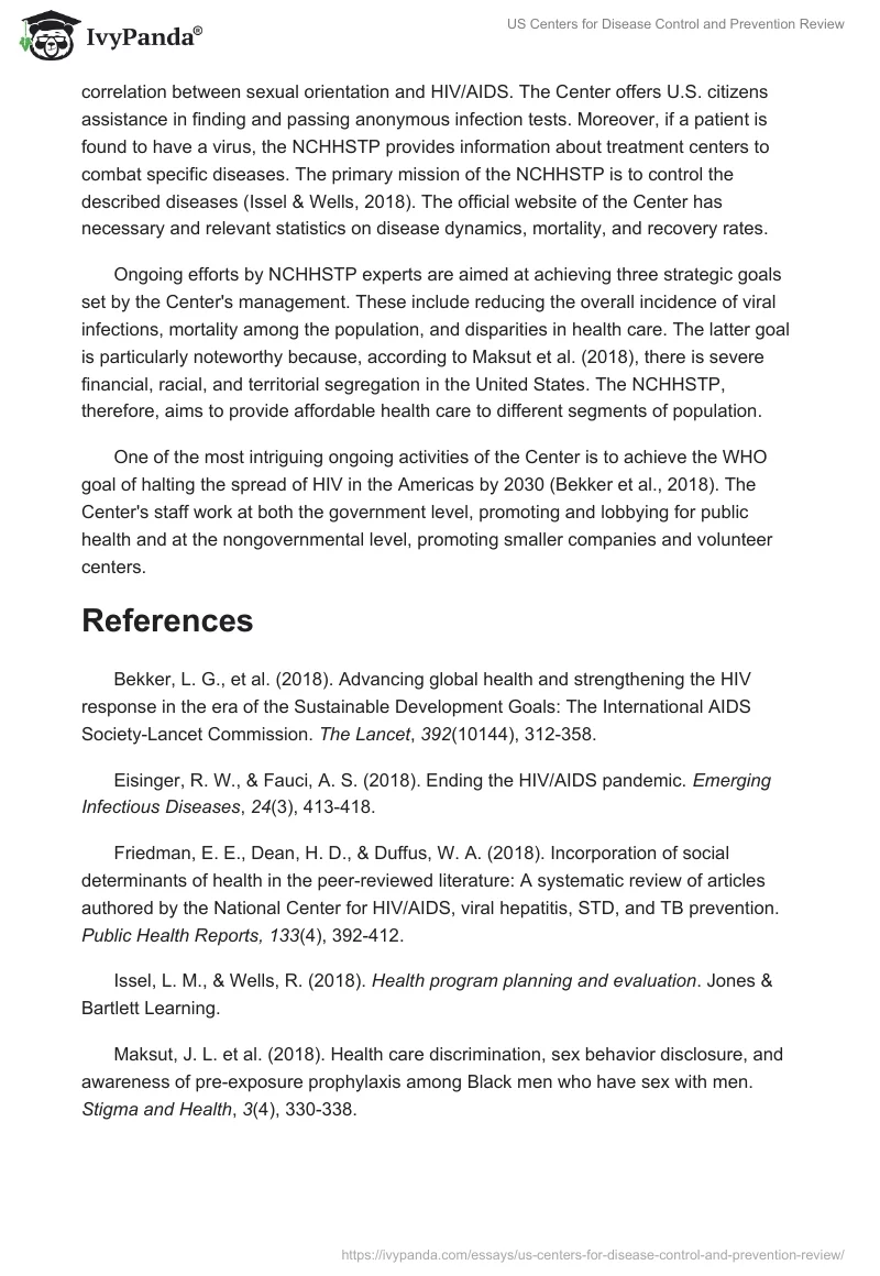 US Centers for Disease Control and Prevention Review. Page 2