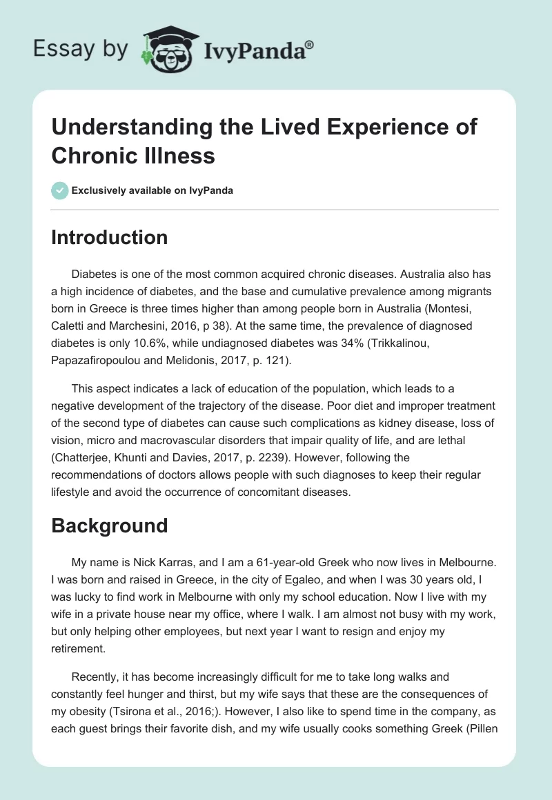 Understanding the Lived Experience of Chronic Illness. Page 1