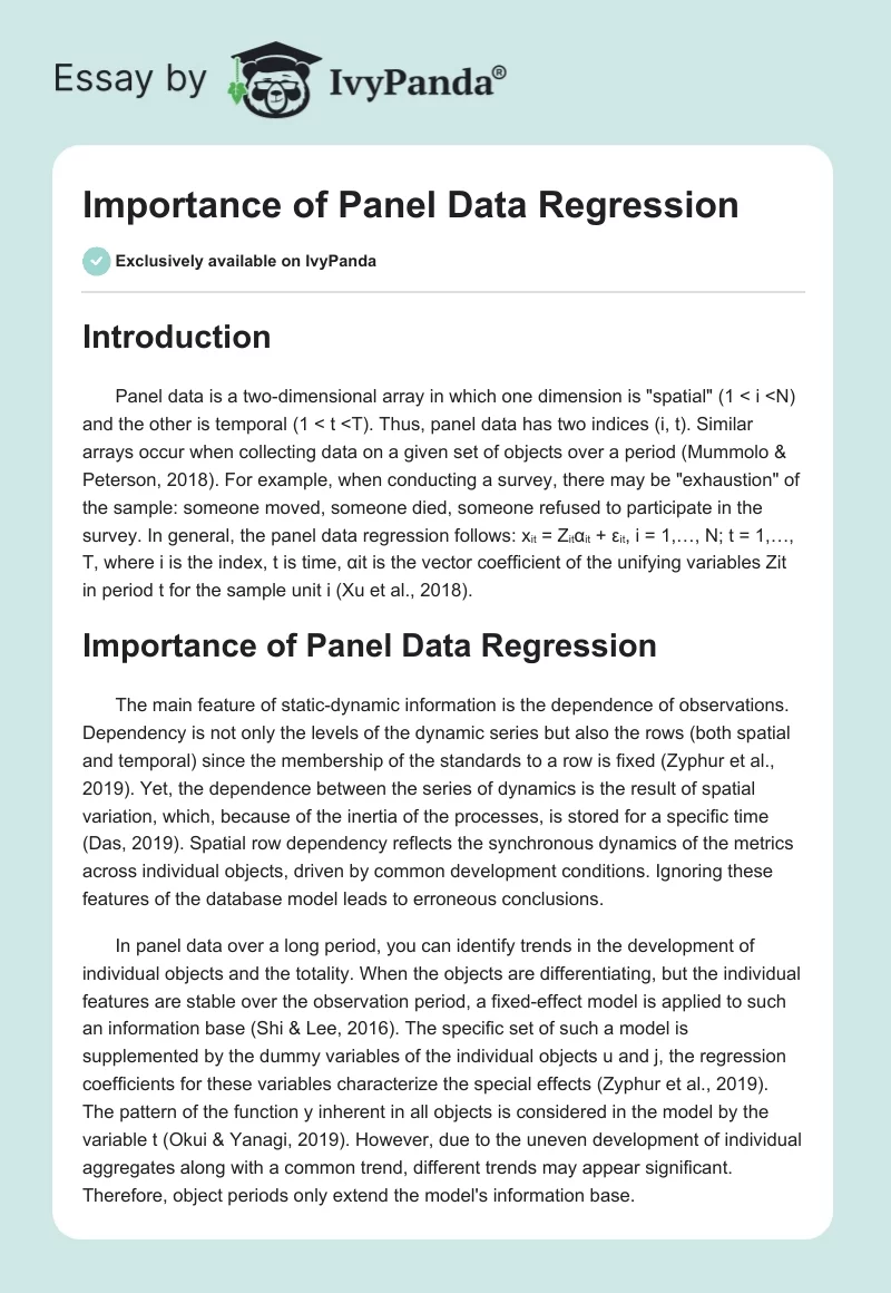 Importance of Panel Data Regression. Page 1