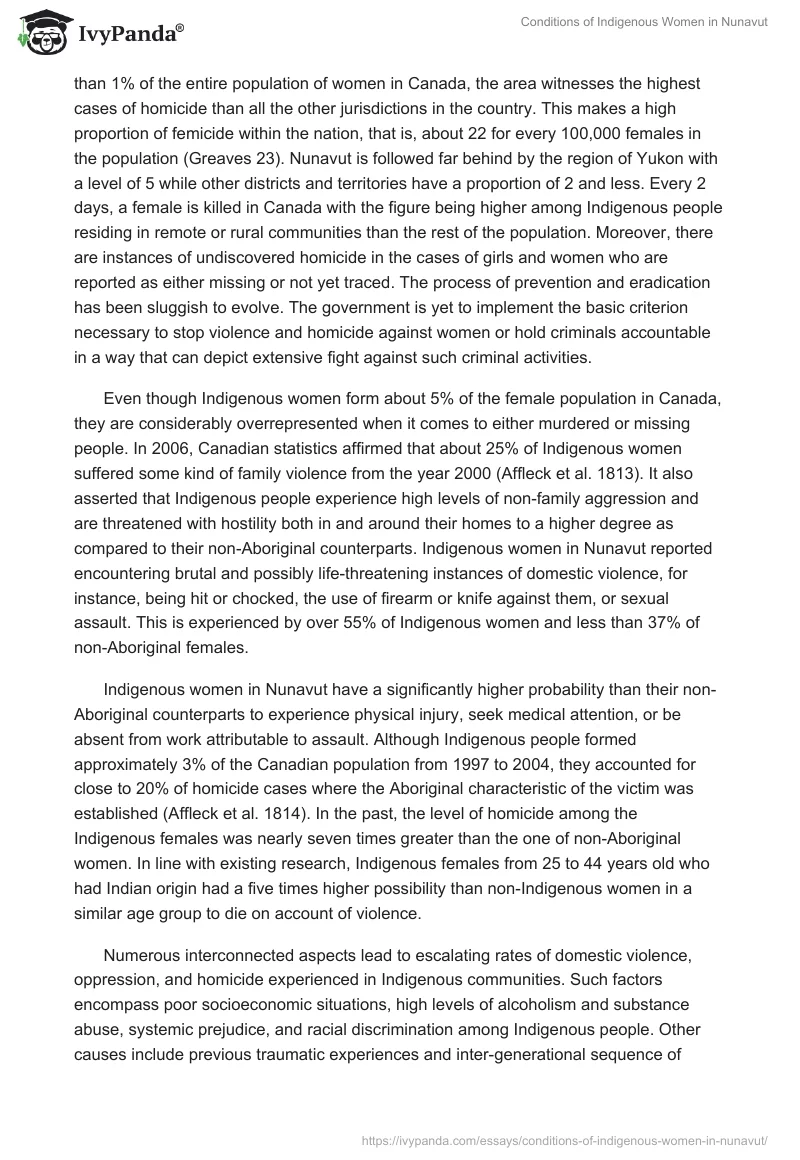 Conditions of Indigenous Women in Nunavut. Page 2