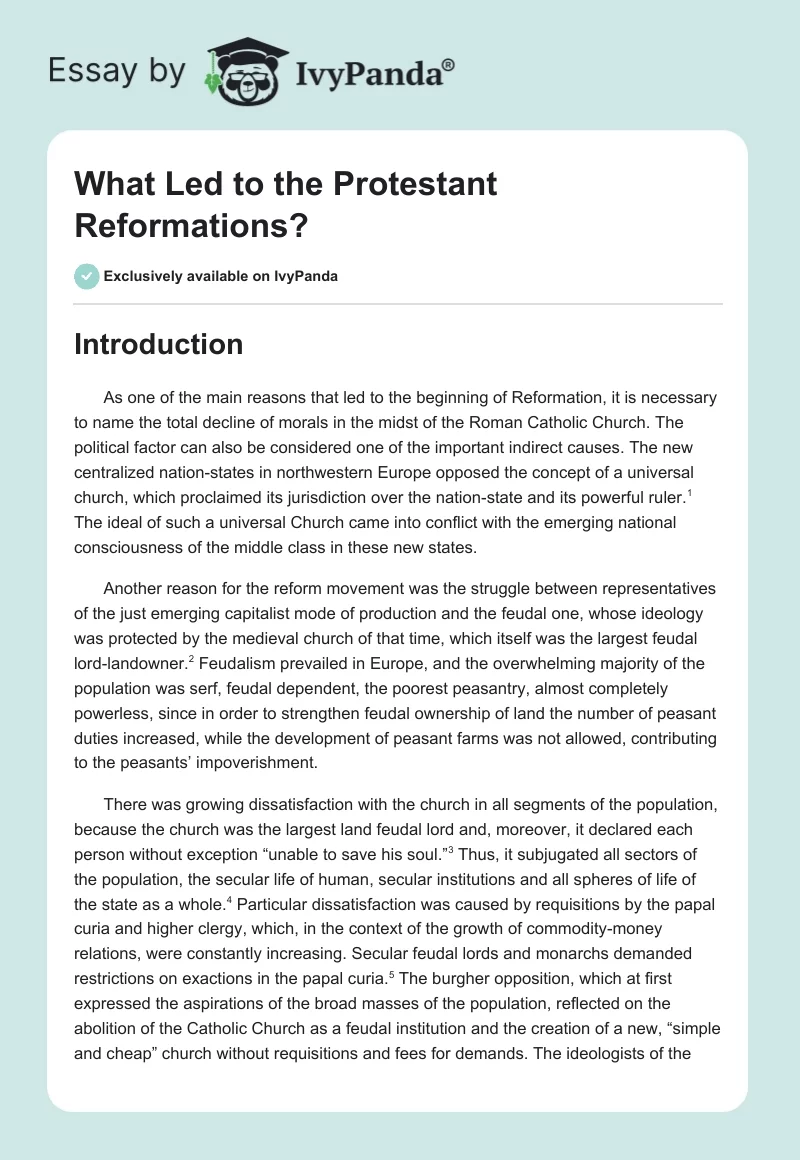 What Led to the Protestant Reformations?. Page 1