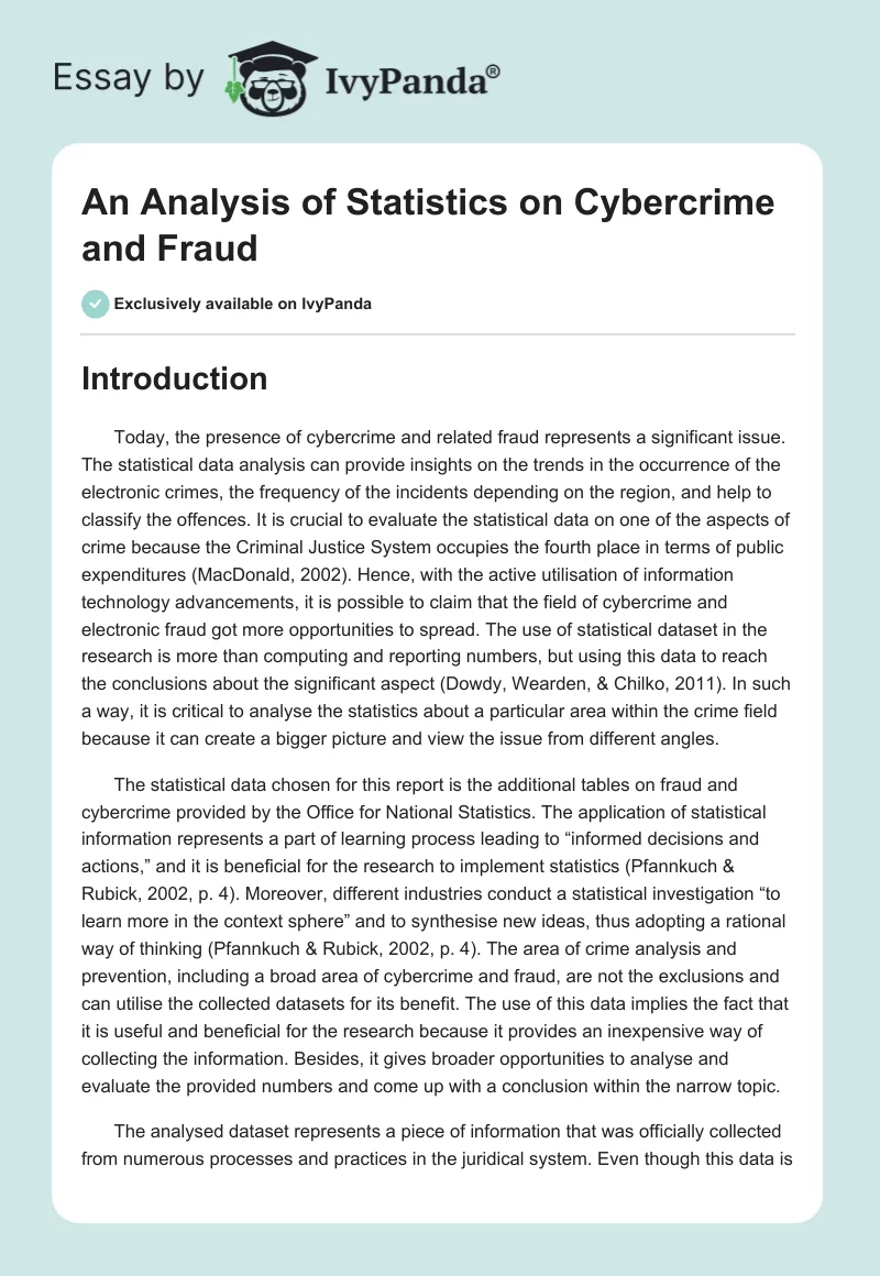 An Analysis of Statistics on Cybercrime and Fraud. Page 1