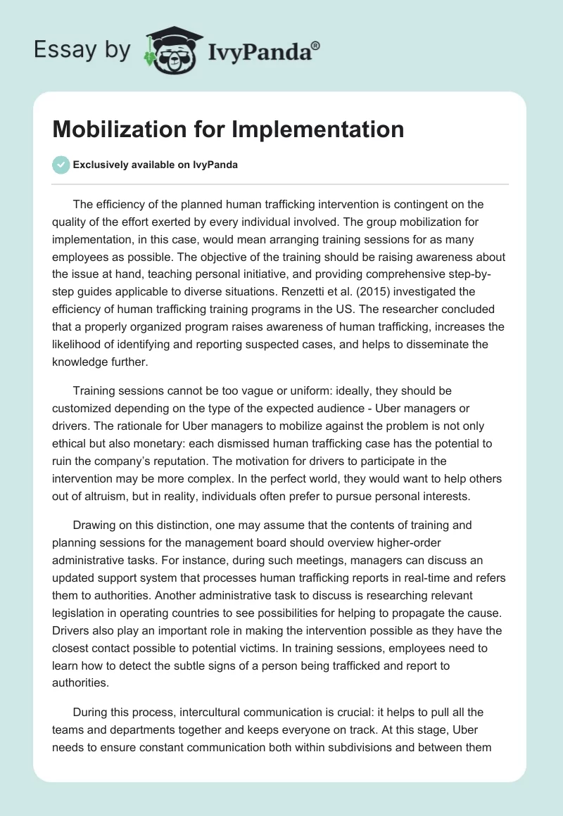 Mobilization for Implementation. Page 1