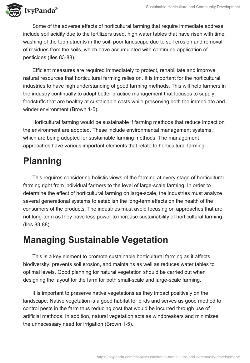 Sustainable Horticulture and Community Development. Page 2