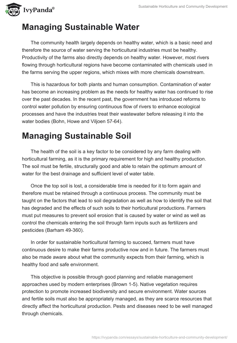 Sustainable Horticulture and Community Development. Page 3