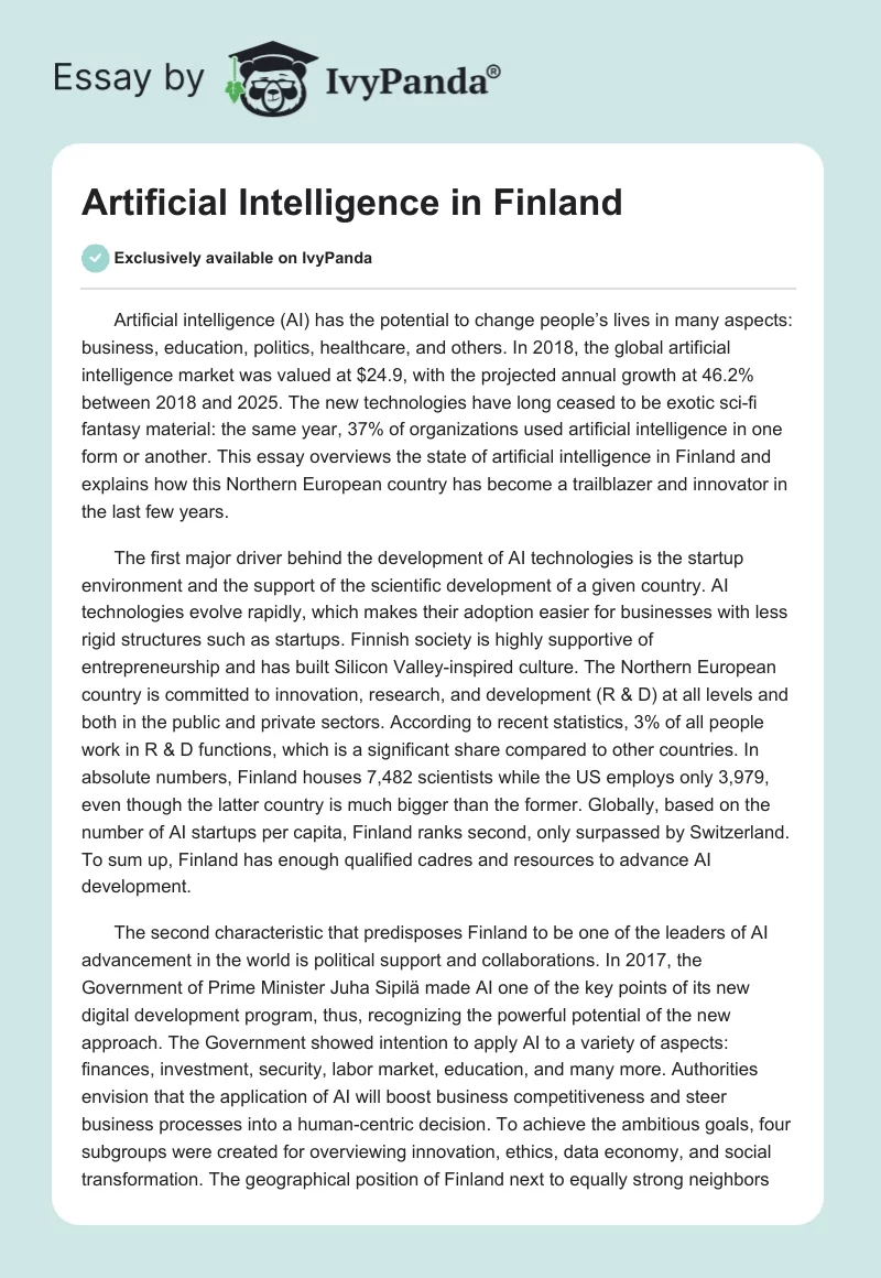 Artificial Intelligence in Finland. Page 1