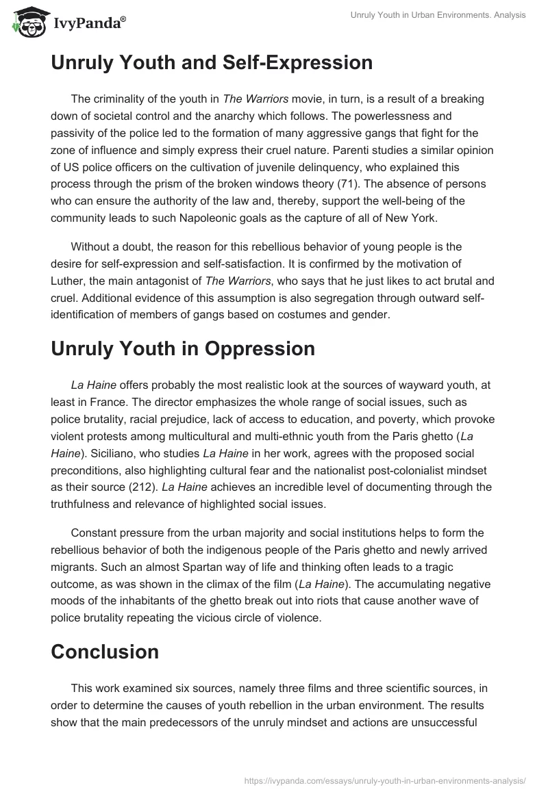 Unruly Youth in Urban Environments. Analysis. Page 2